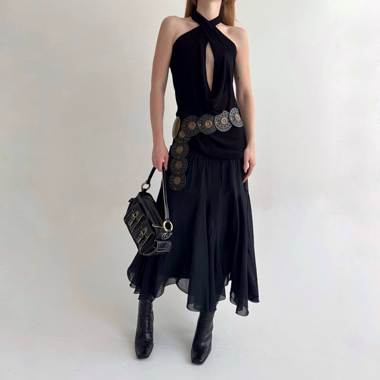 Vintage flowy skirt made of 60% silk 40% viscose
