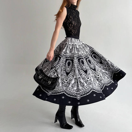 Vintage cotton A shape midi skirt