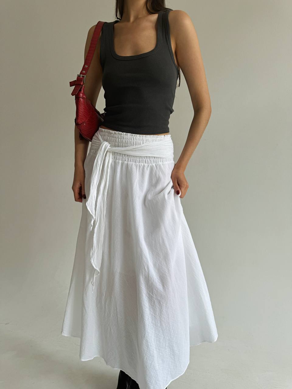 Vintage cotton maxi white skirt