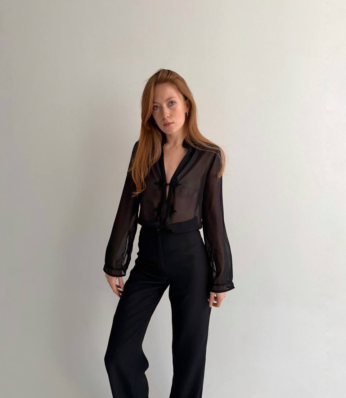 Vintage semi black blouse