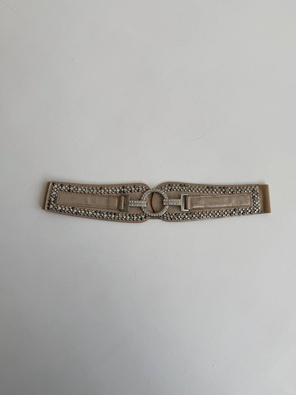 Y2K metallic rose gold studded belt