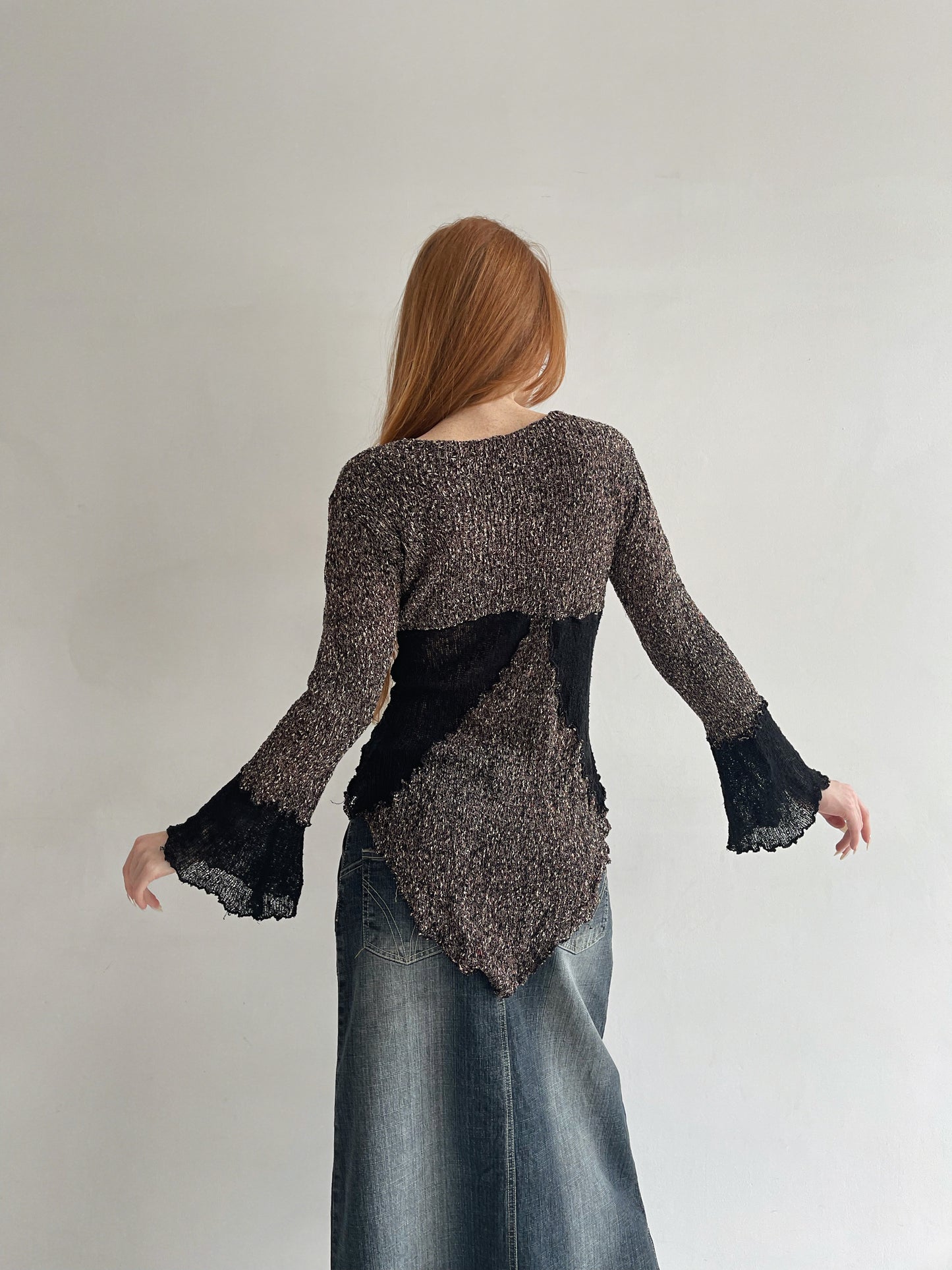 Vintage handmade 100% rayon knitted asymmetrical sweater