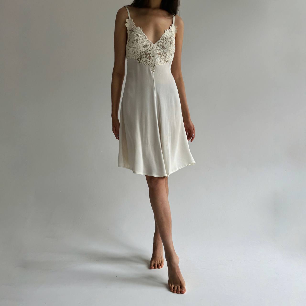 Vintage La Perla viscose dress with lace chest