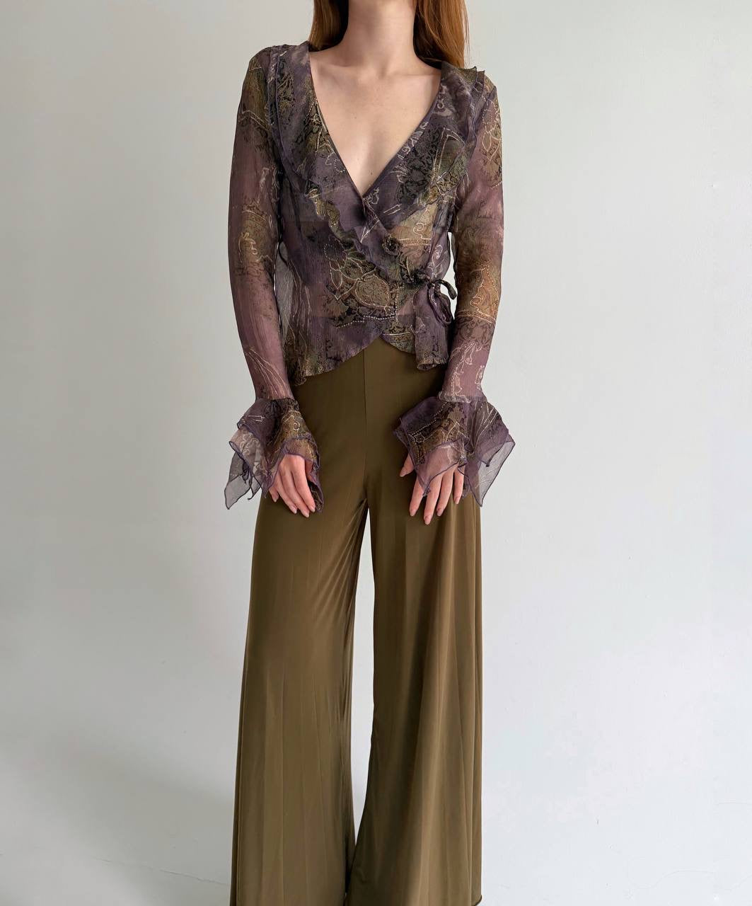 Vintage 100% pure silk blouse with ruffles
