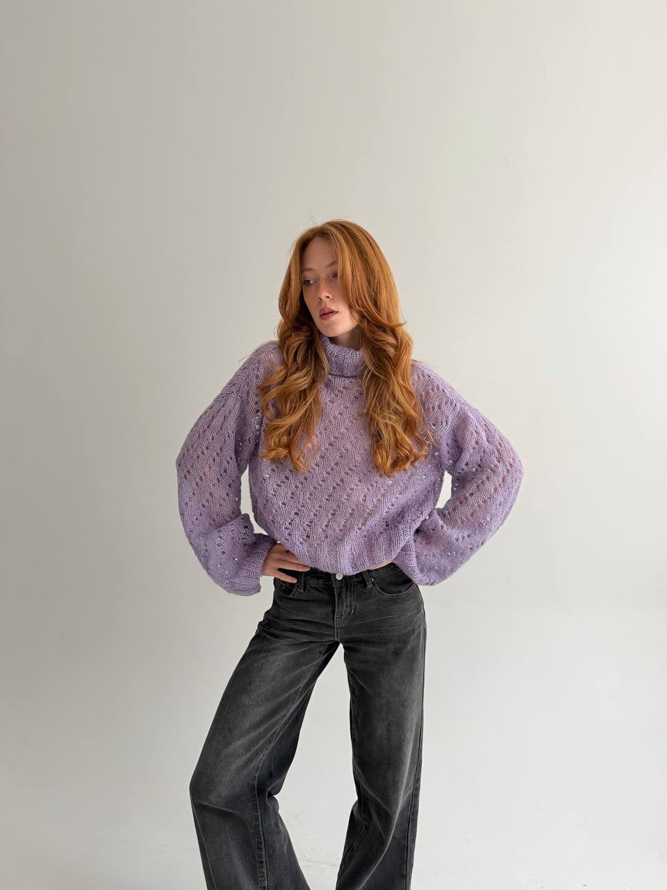 Vintage handmade lilac knit sweater