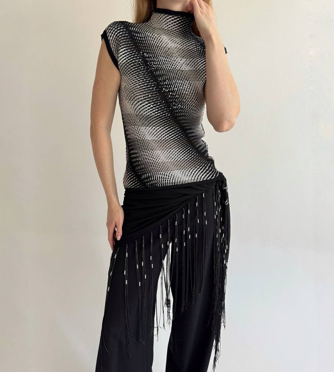 Vintage pleated crinkle blouse