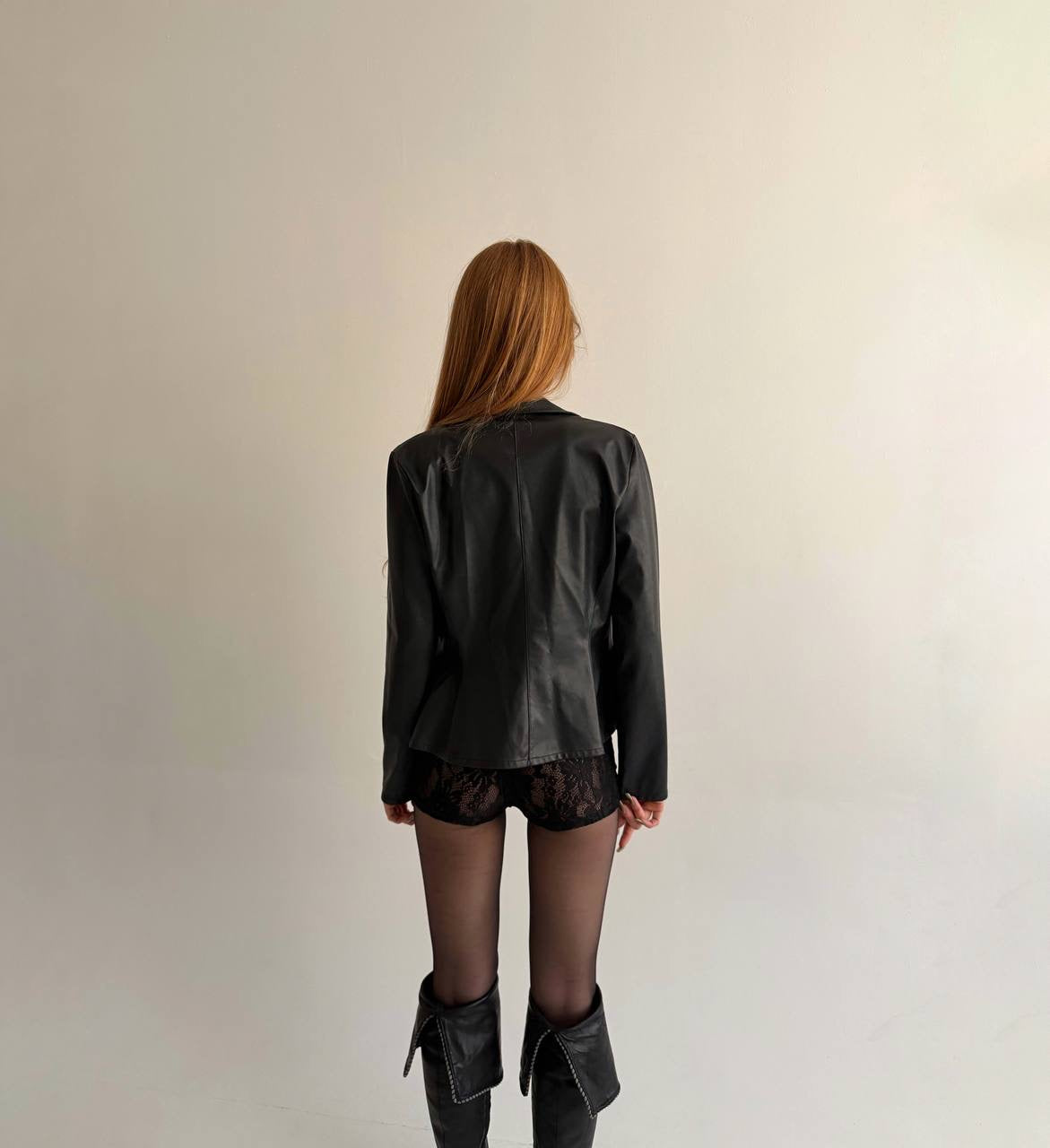 Vintage black faux leather blazer