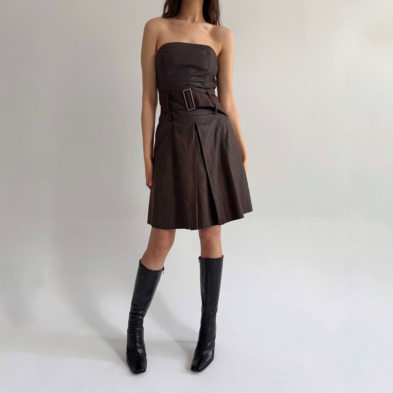 Vintage brown strapless dress