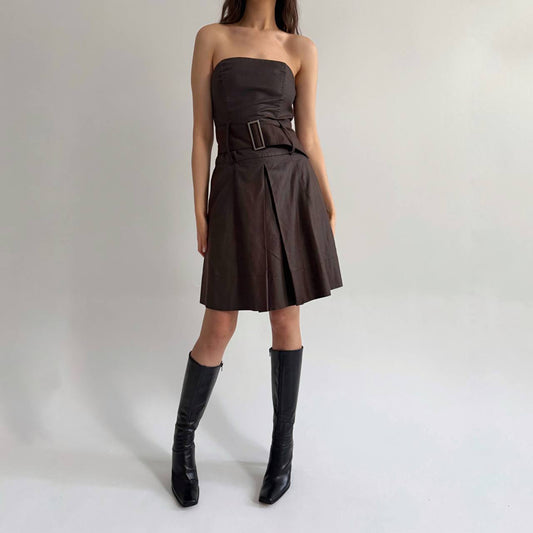 Vintage brown strapless dress