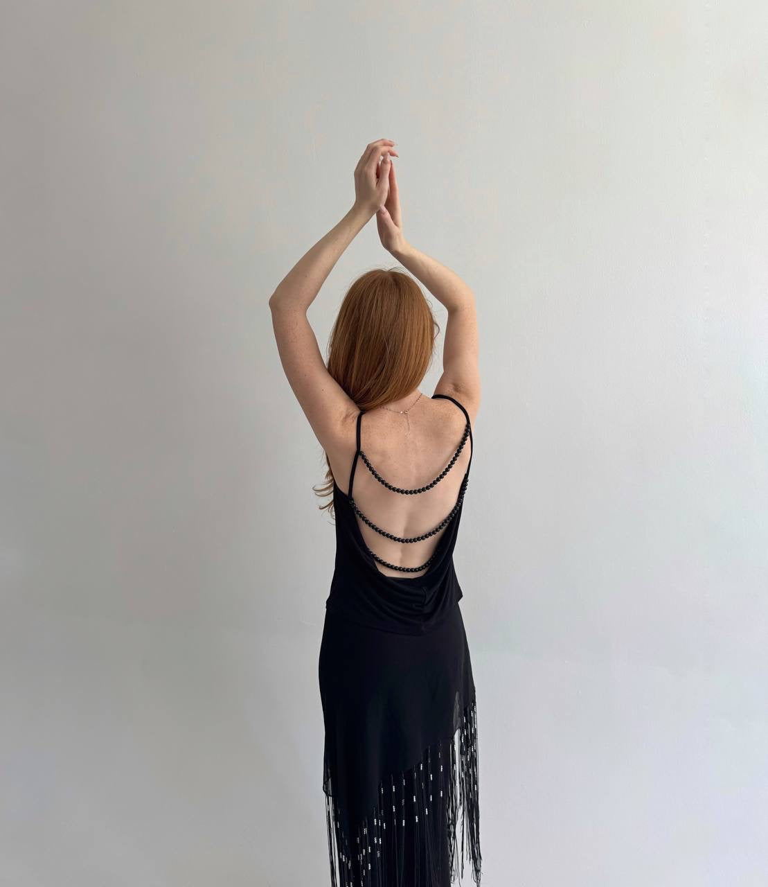 Y2K draped cami top with open back