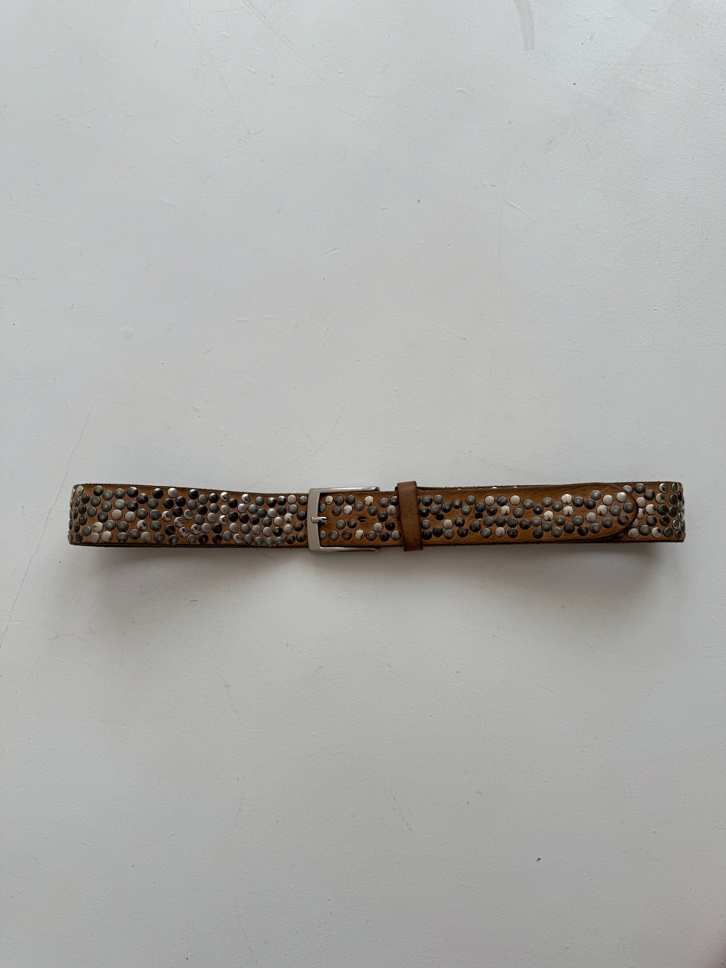 Vintage genuine leather studded grunge belt
