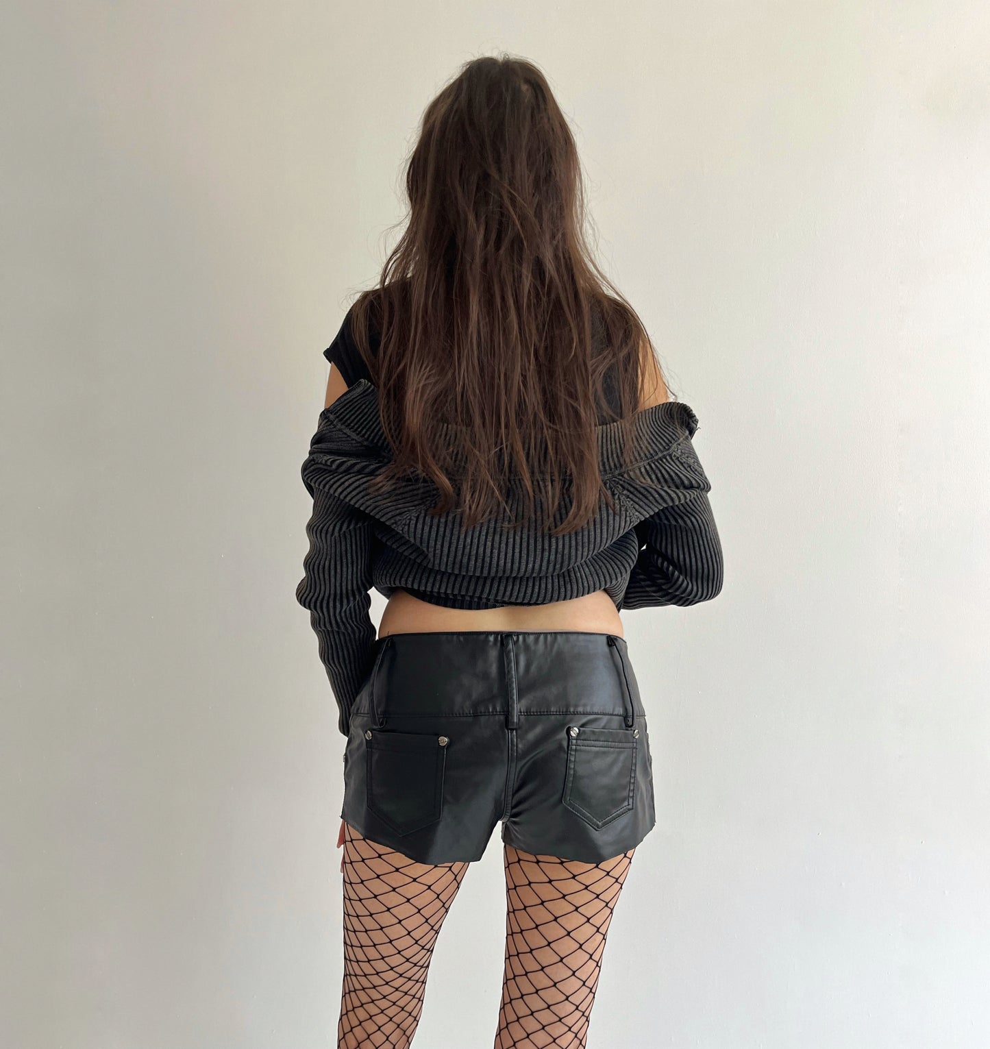 Vintage faux leather mini shorts