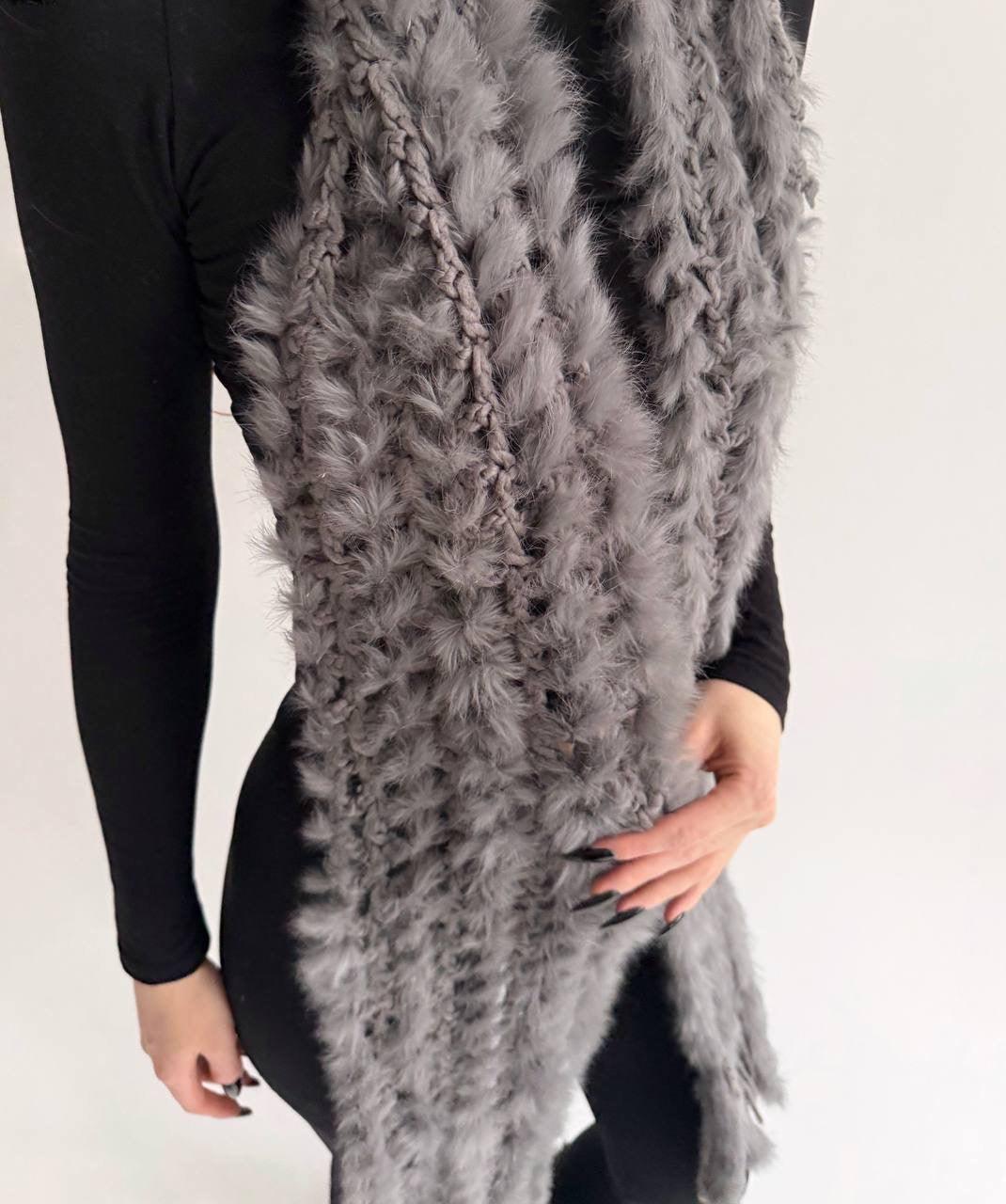 Vintage crochet 70% rabbit fur scarf