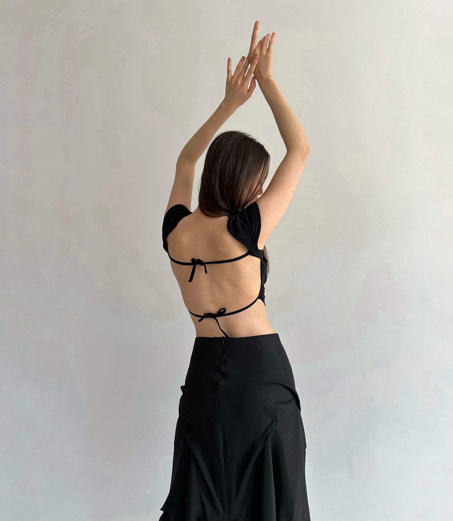 Vintage Plein Sud viscose pleated top with open back