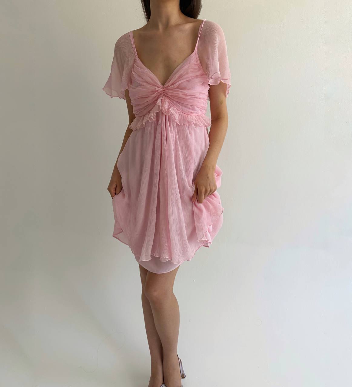 Blumarine pink viscose and silk dress