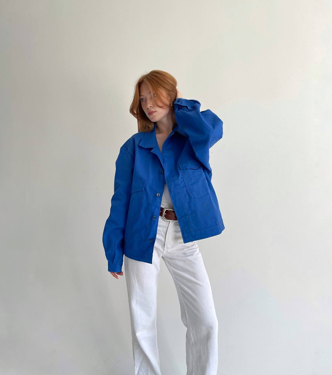 Vintage azure blue cotton jacket
