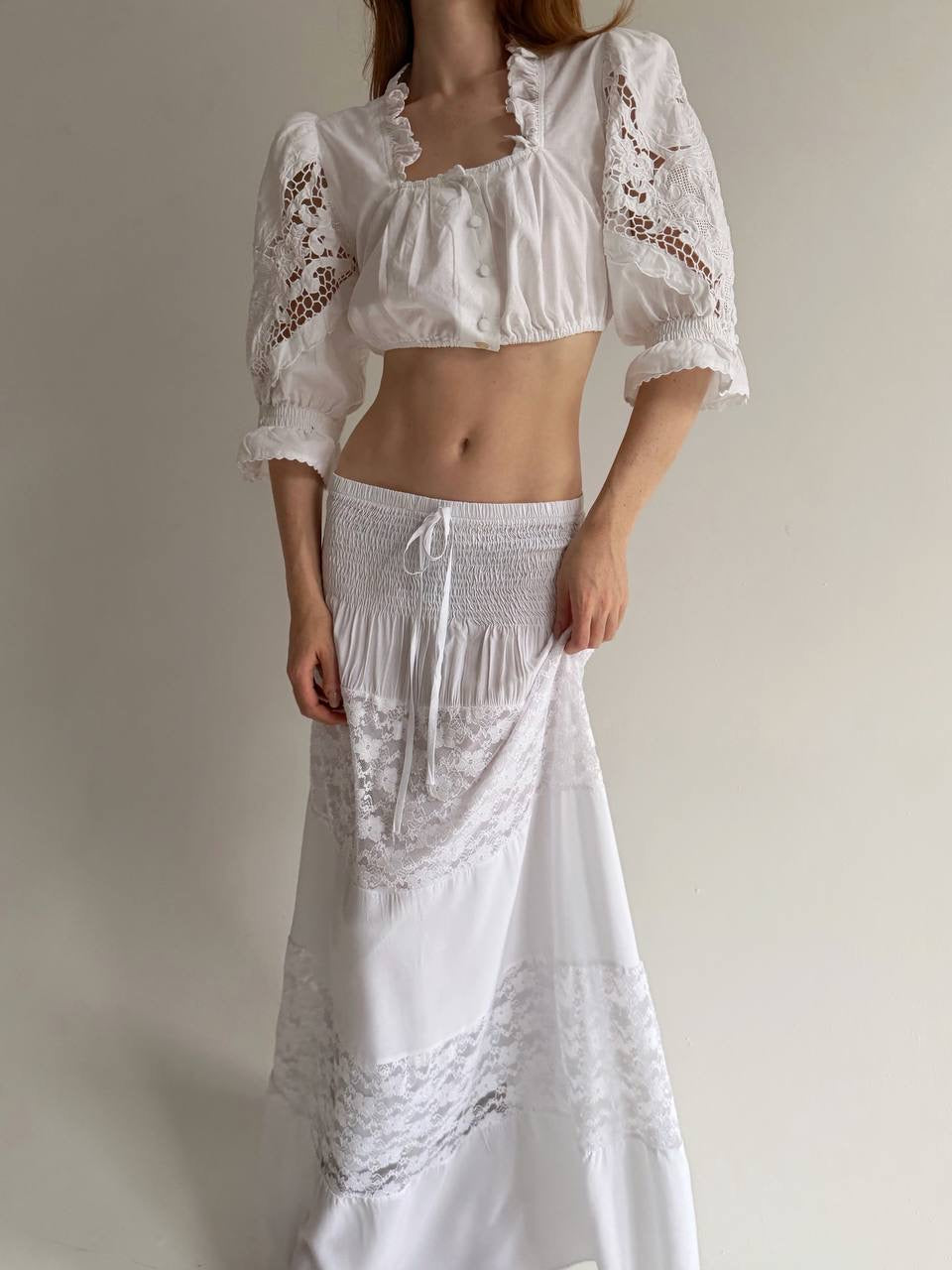 Vintage Bavarian 100% cotton cropped blouse
