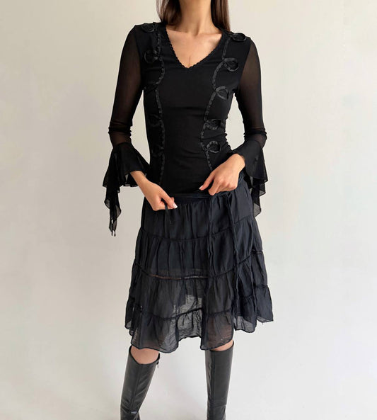 Vintage stretchy black blouse