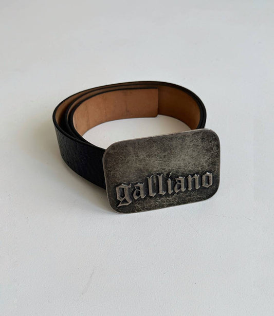 Vintage genuine leather John Galliano black belt