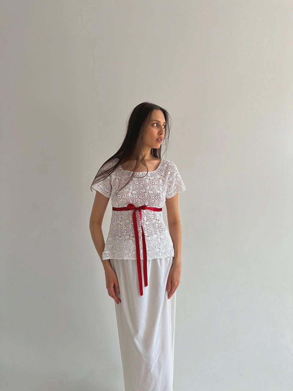 Vintage crochet white blouse