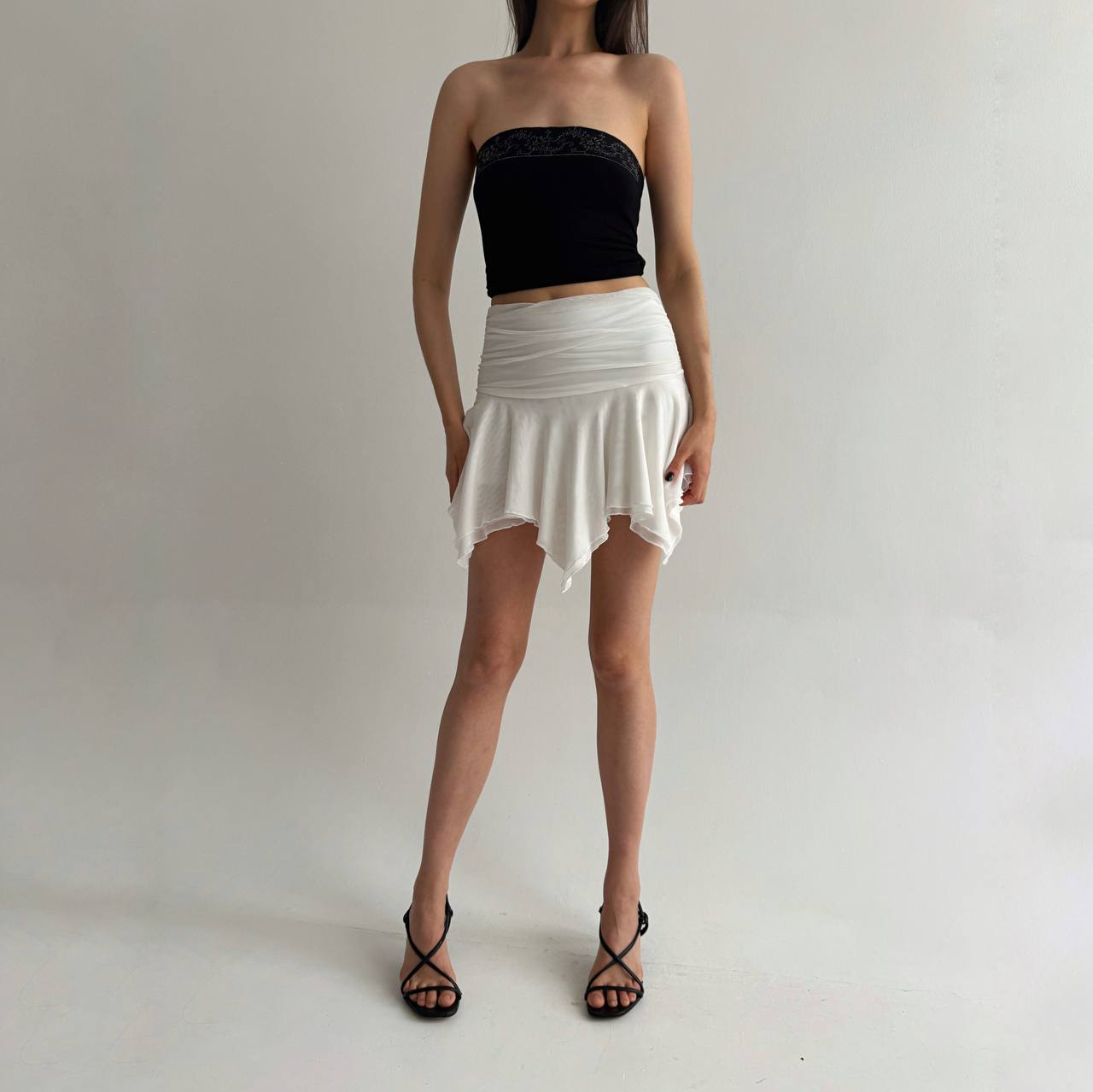 Vintage Y2K asymmetrical skirt with shorts