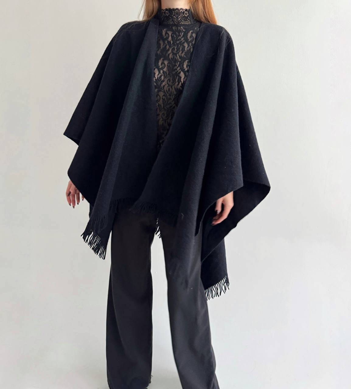 Vintage black coat poncho