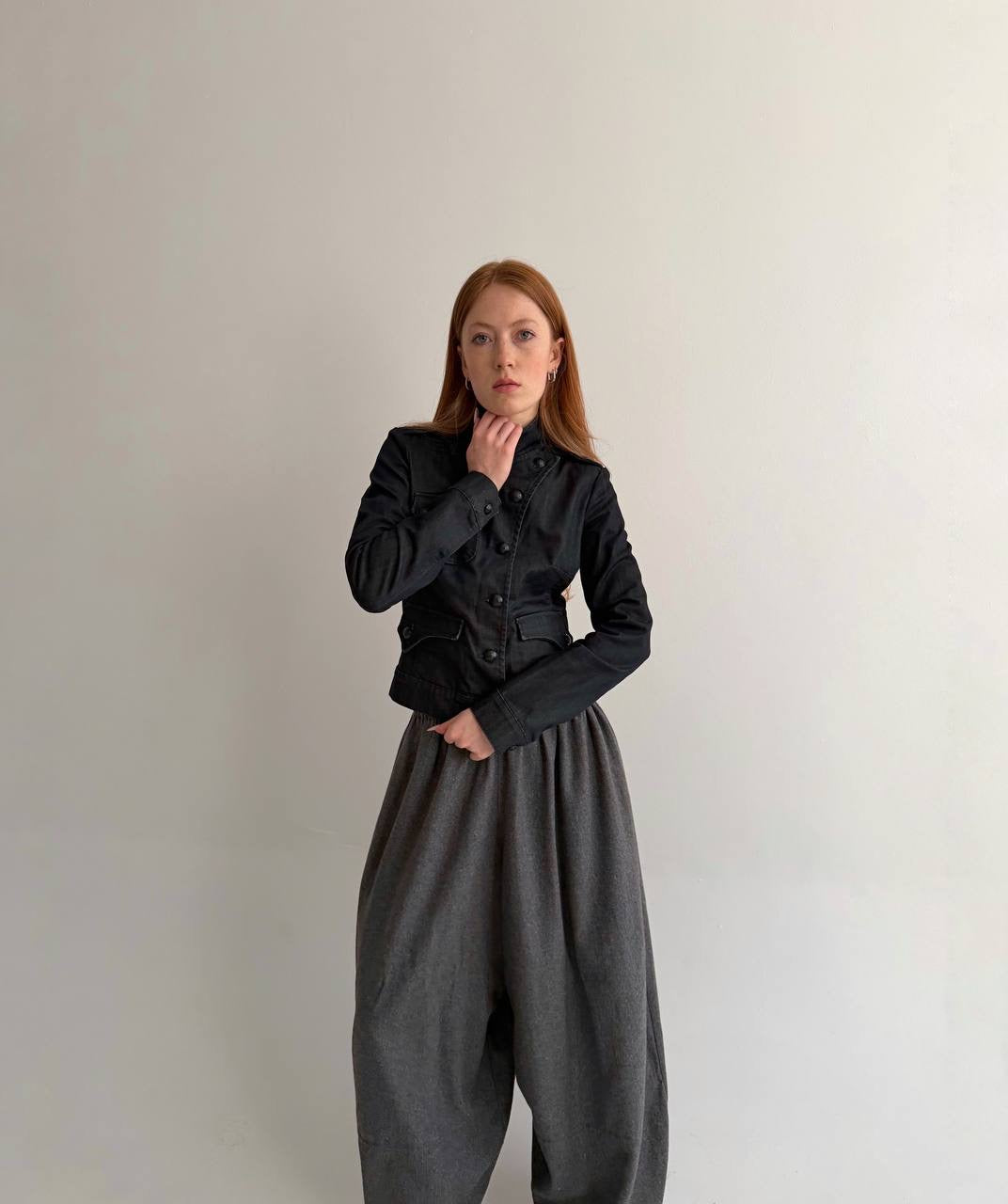 Y2K cotton denim officer jacket