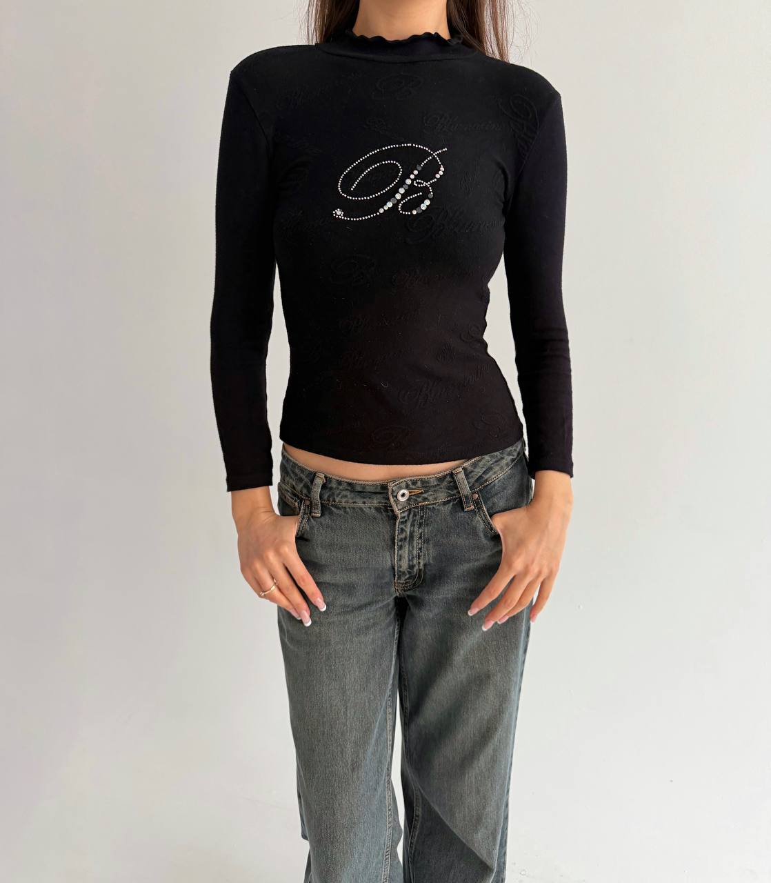 Vintage Blumarine blouse with rhinestone logo