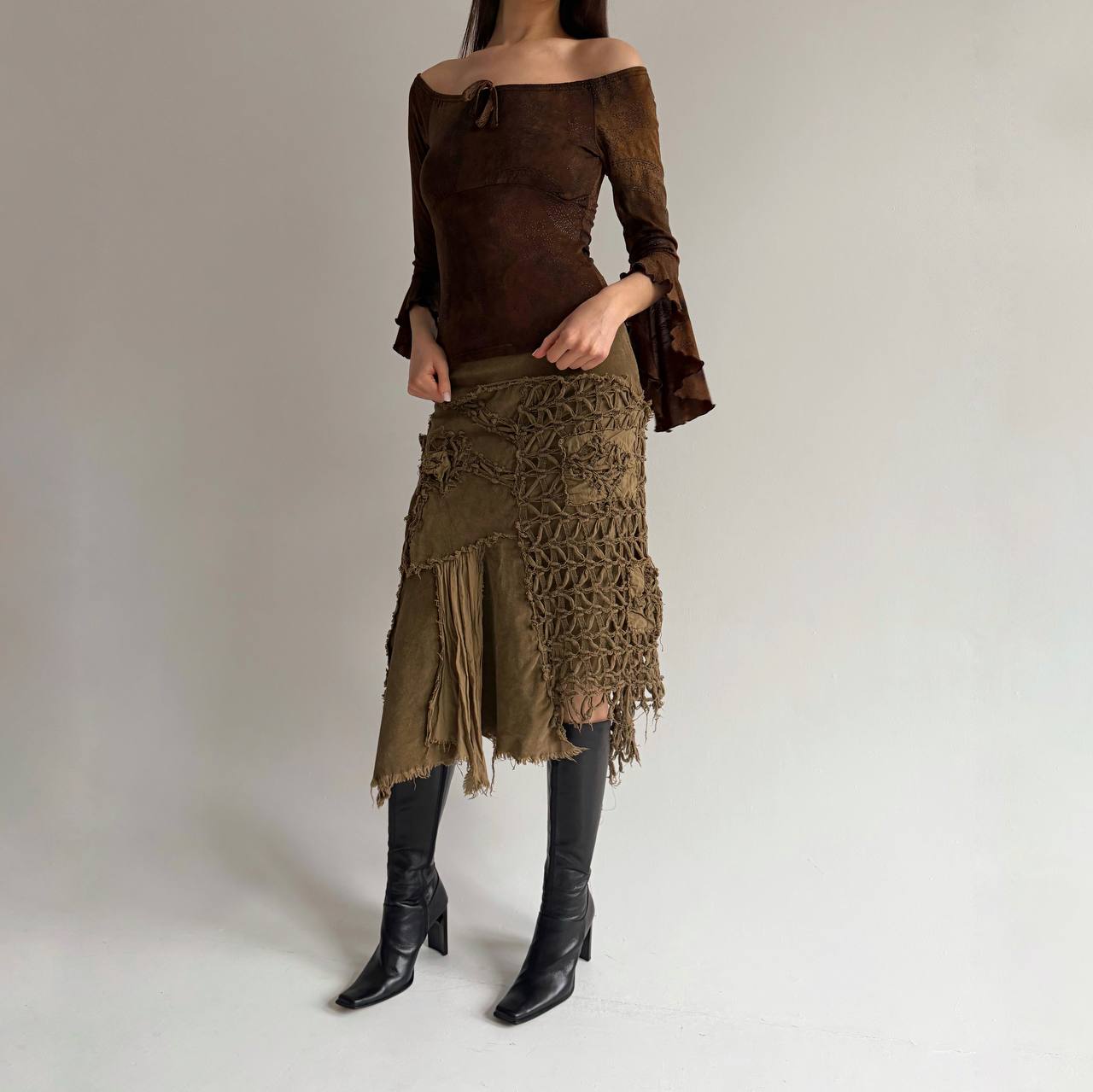 Vintage asymmetrical cotton skirt