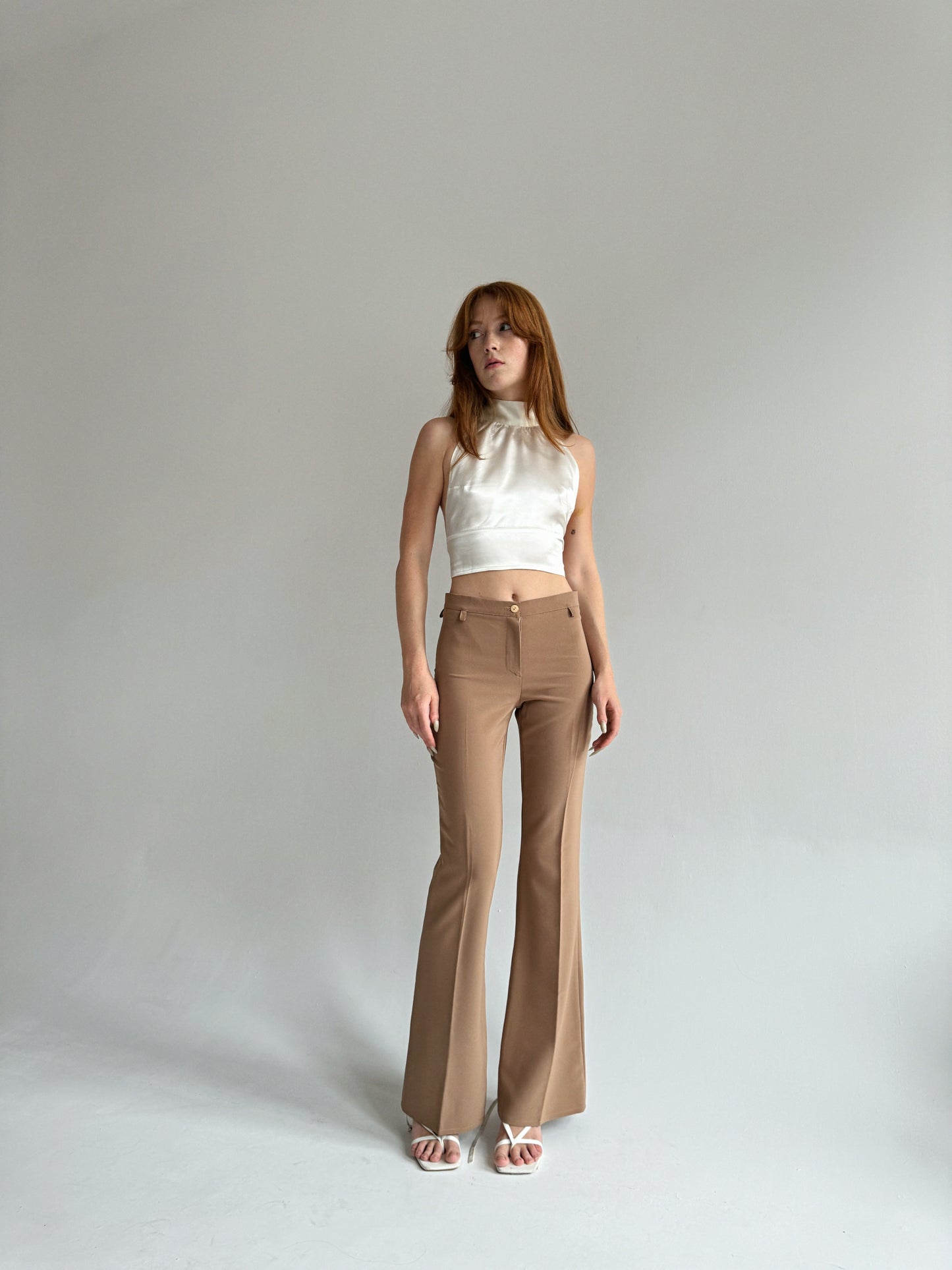 Vintage flared cotton blend pants