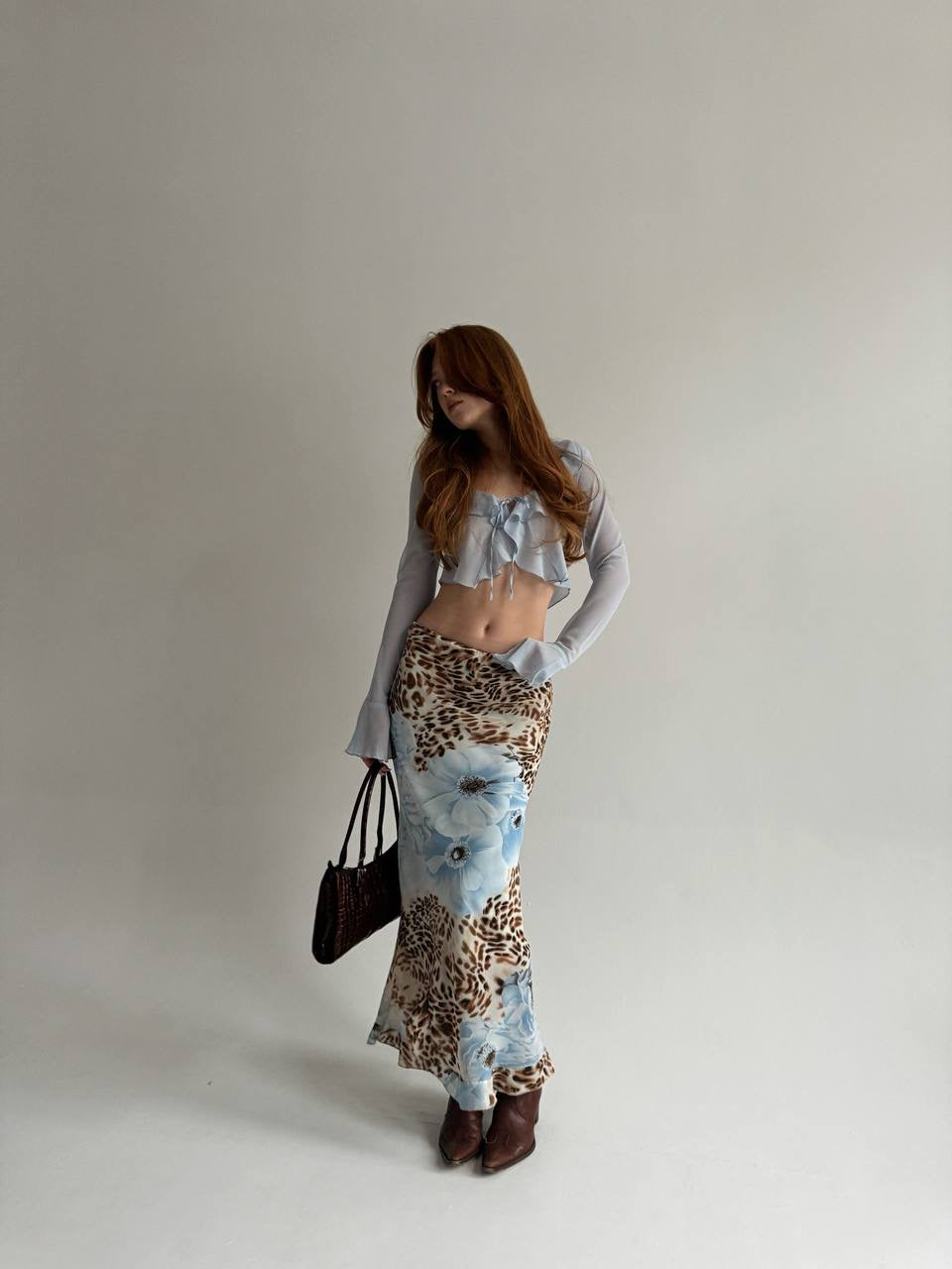 Vintage maxi skirt with flowers print