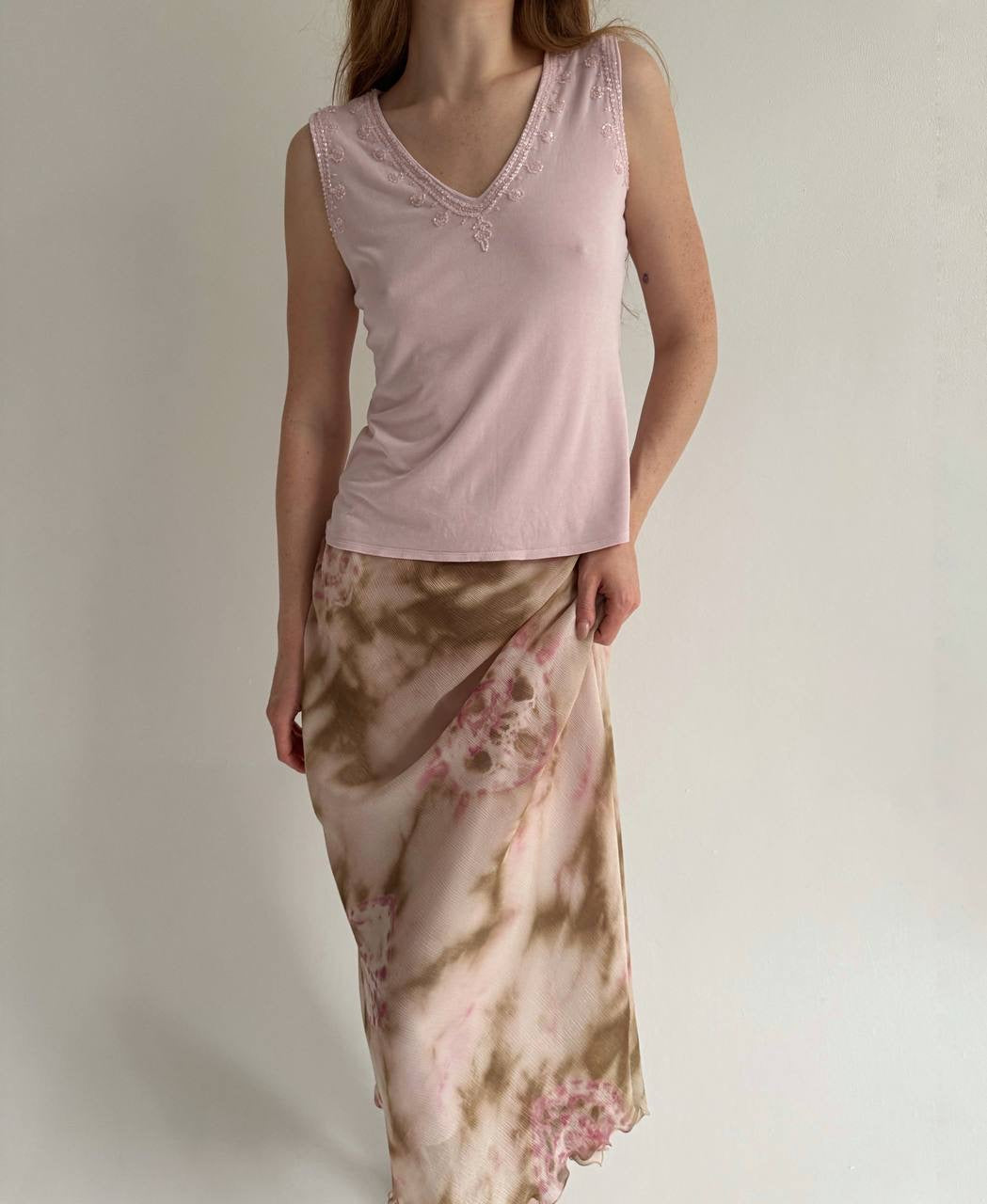Vintage 100% pure silk baby pink blouse