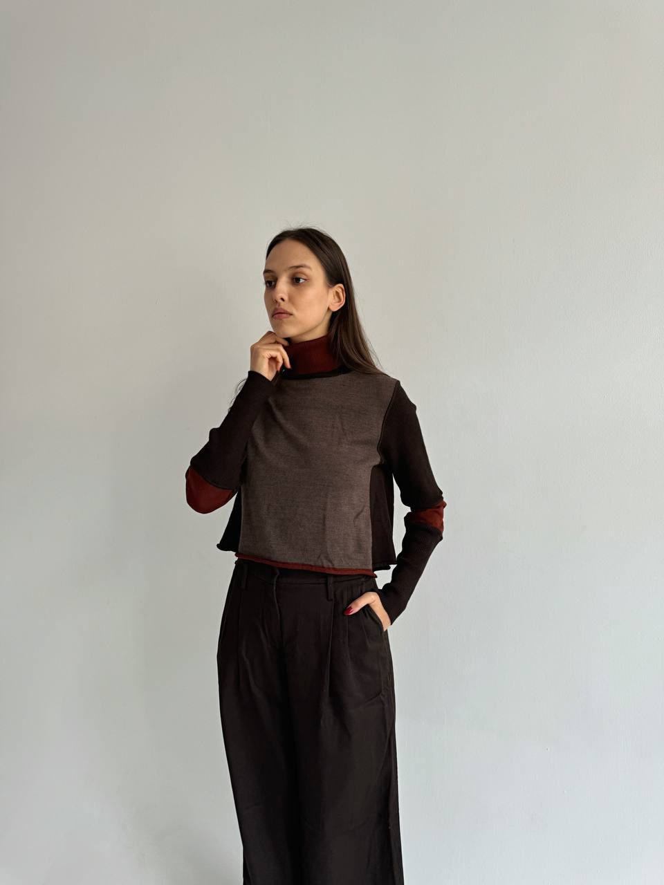 Sarah Pacini wool blend avant garde sweater