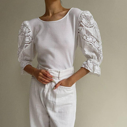 Vintage cottagecore white blouse