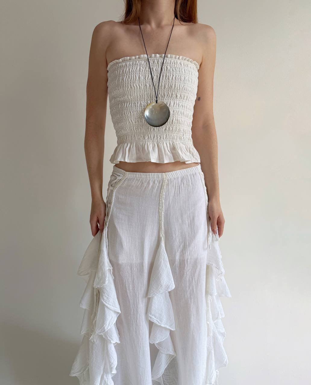 Vintage cotton asymmetrical white skirt