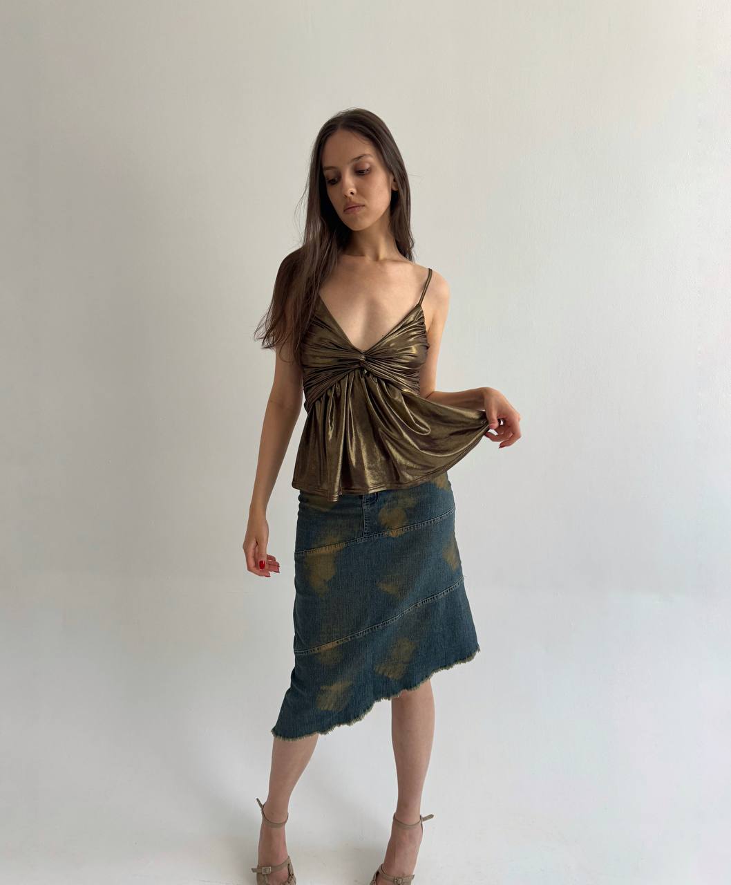 Vintage asymmetrical denim skirt