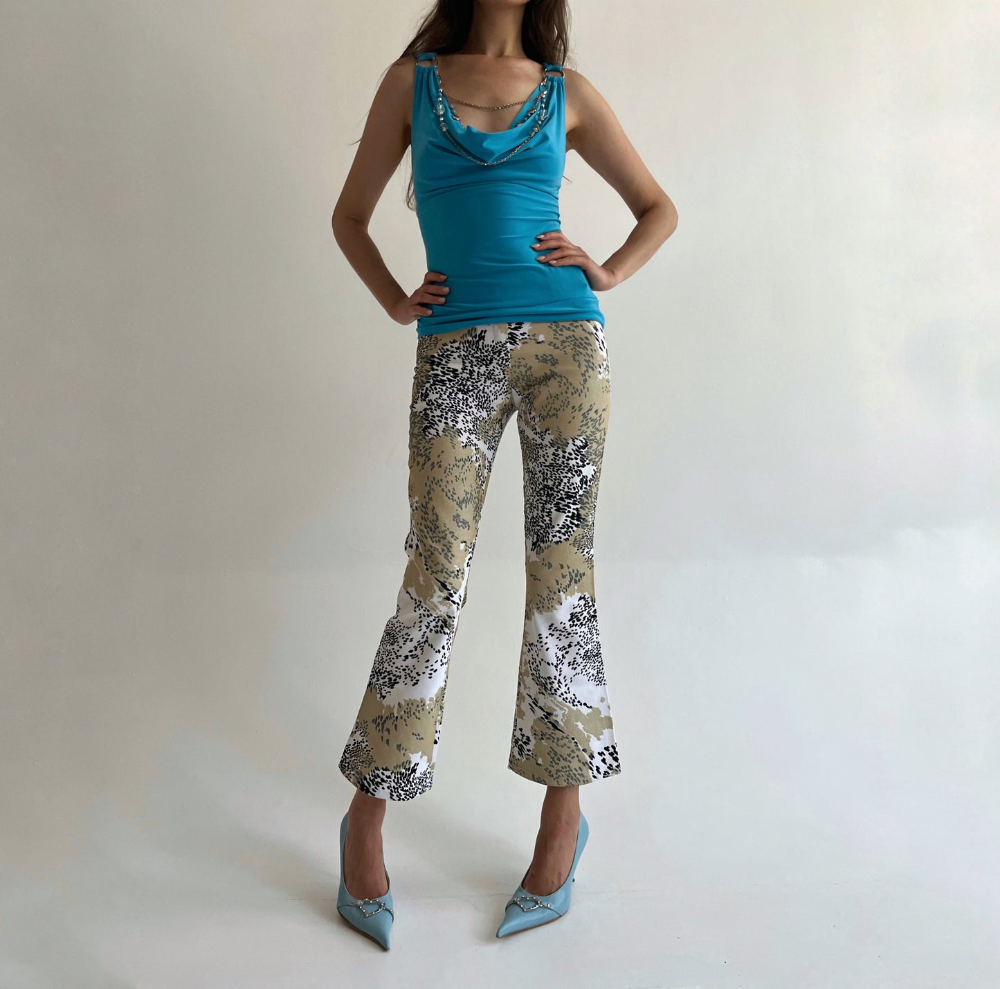 Vintage printed flared jeans
