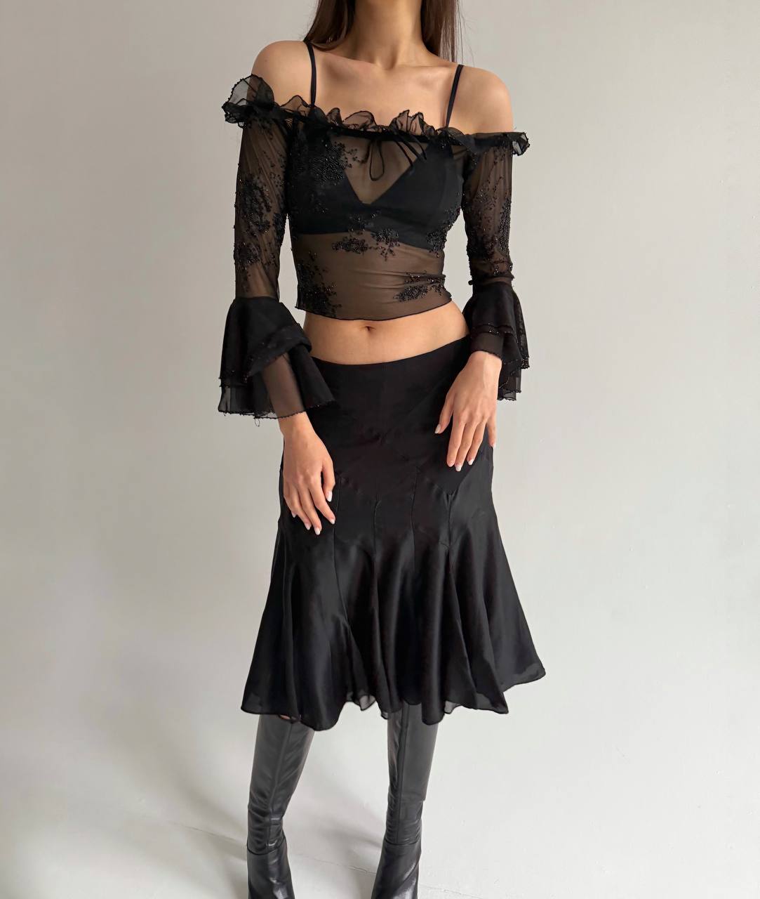 Vintage mesh beaded top