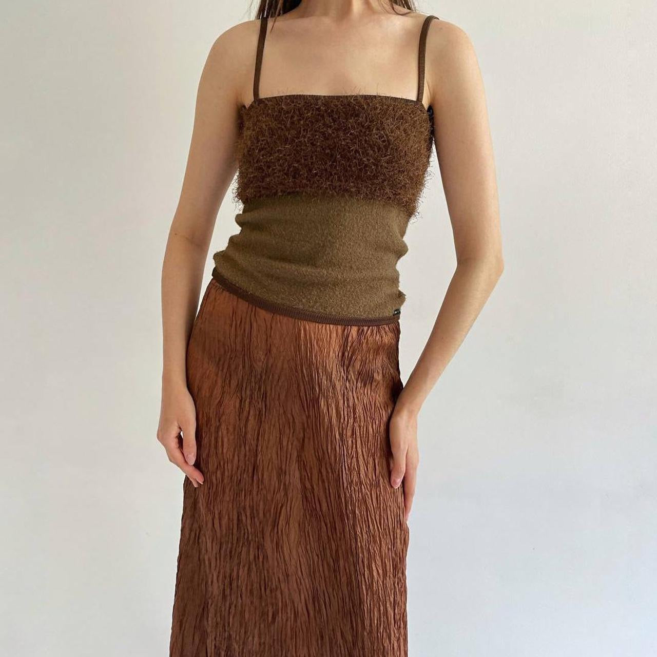 Vintage pure silk pleated skirt