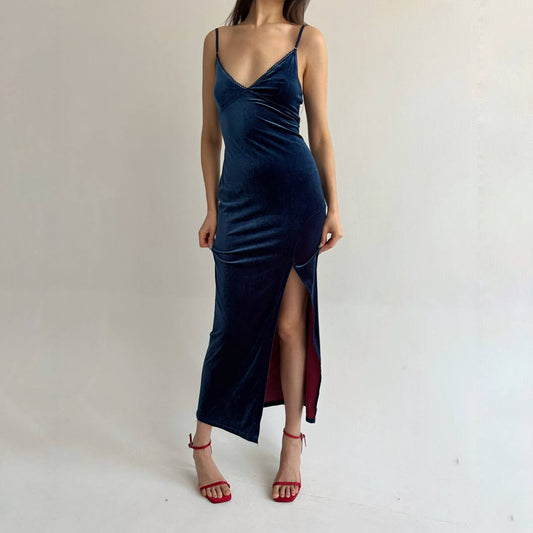 Vintage blue velvet dress