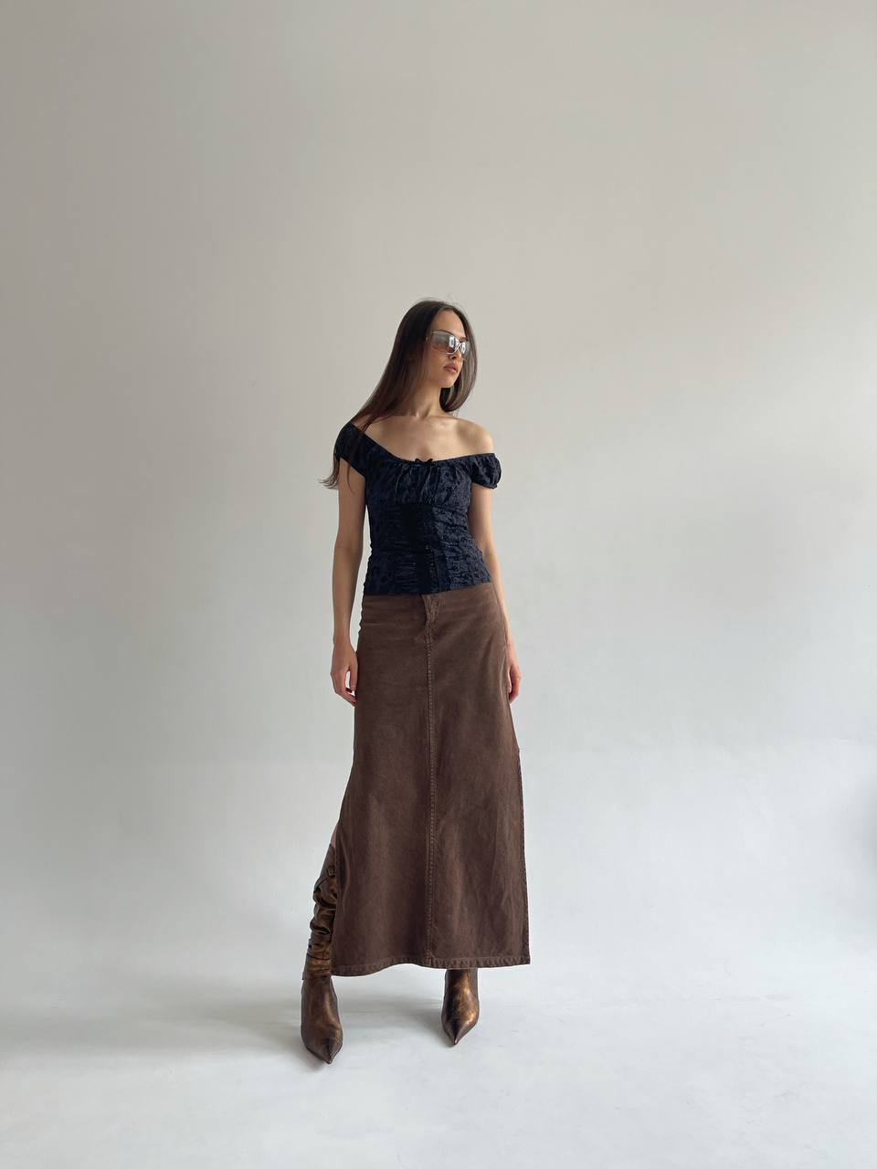 Vintage corduroy brown maxi skirt