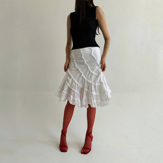 Vintage cotton white ruffled skirt