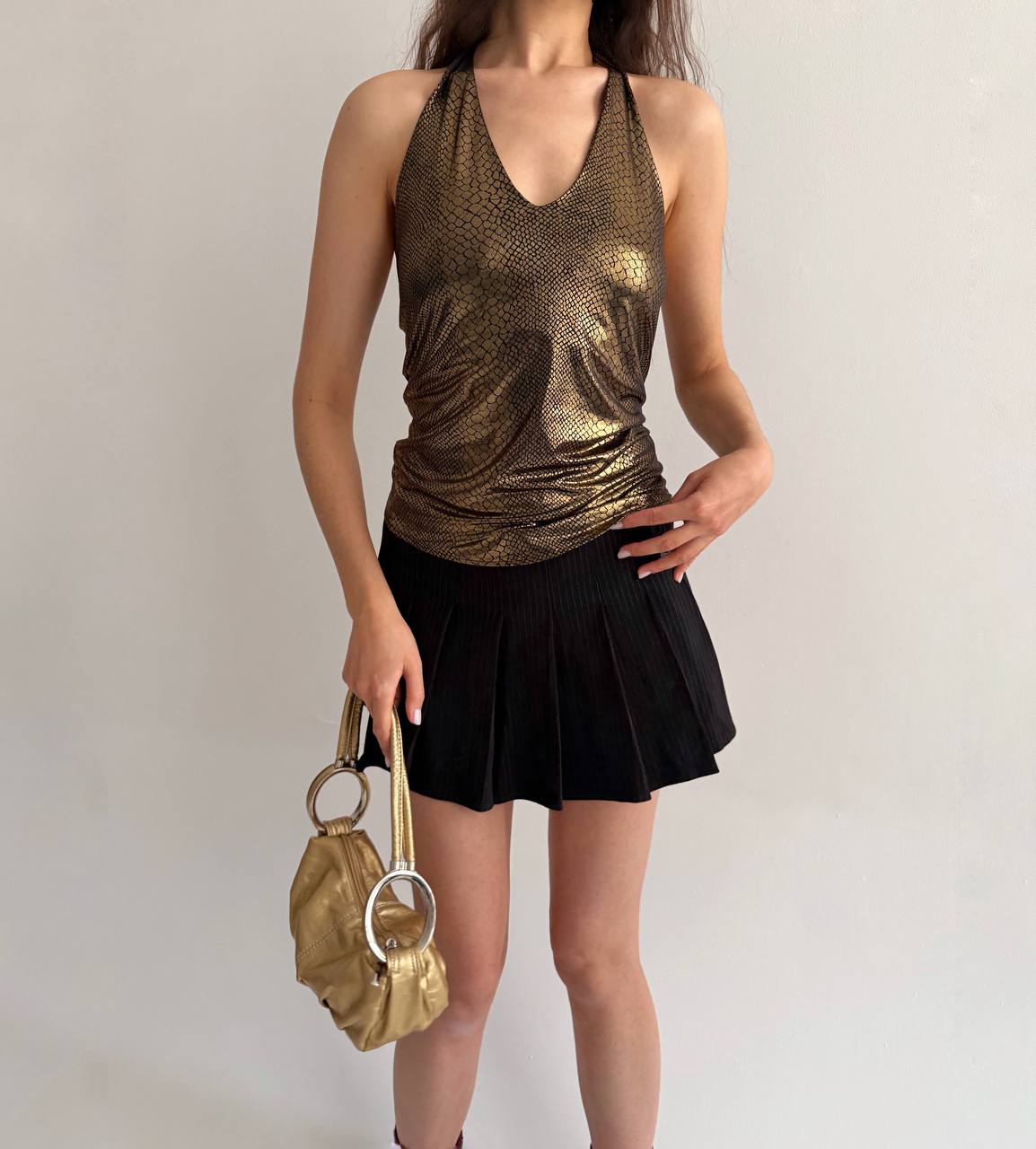 Vintage gold halter neck top