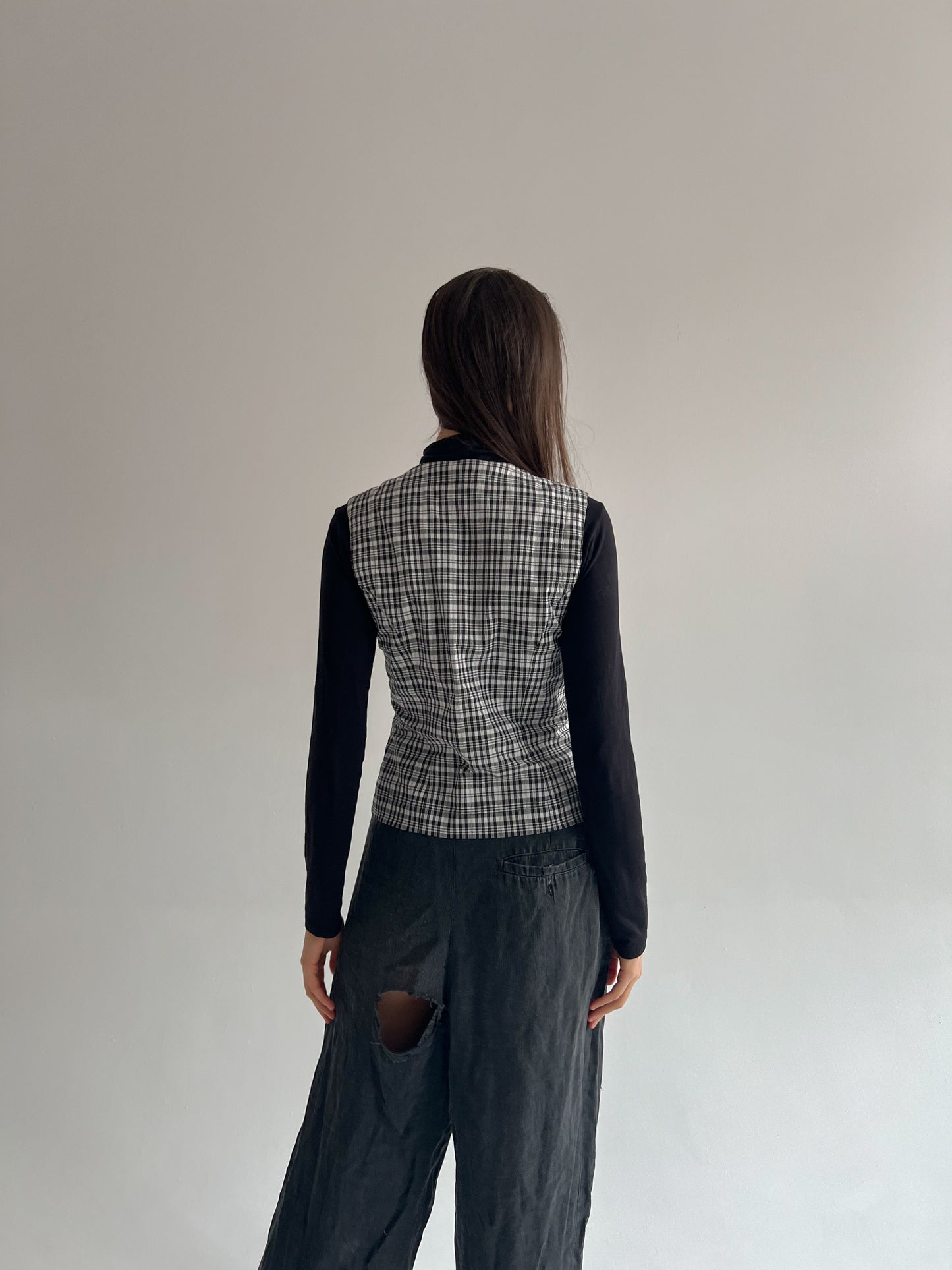 Vintage checkered b&w vest