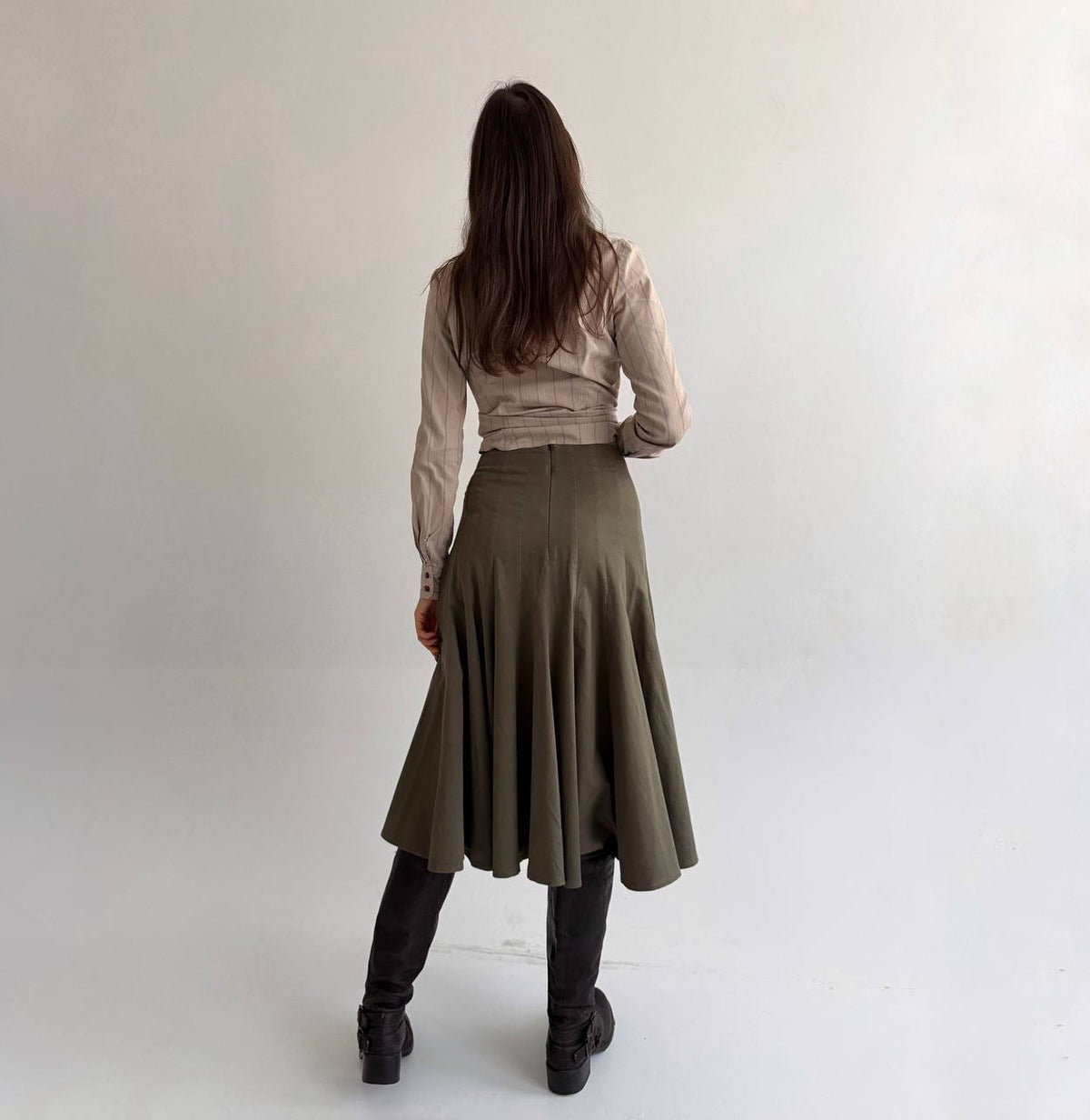 Vintage cotton khaki skirt