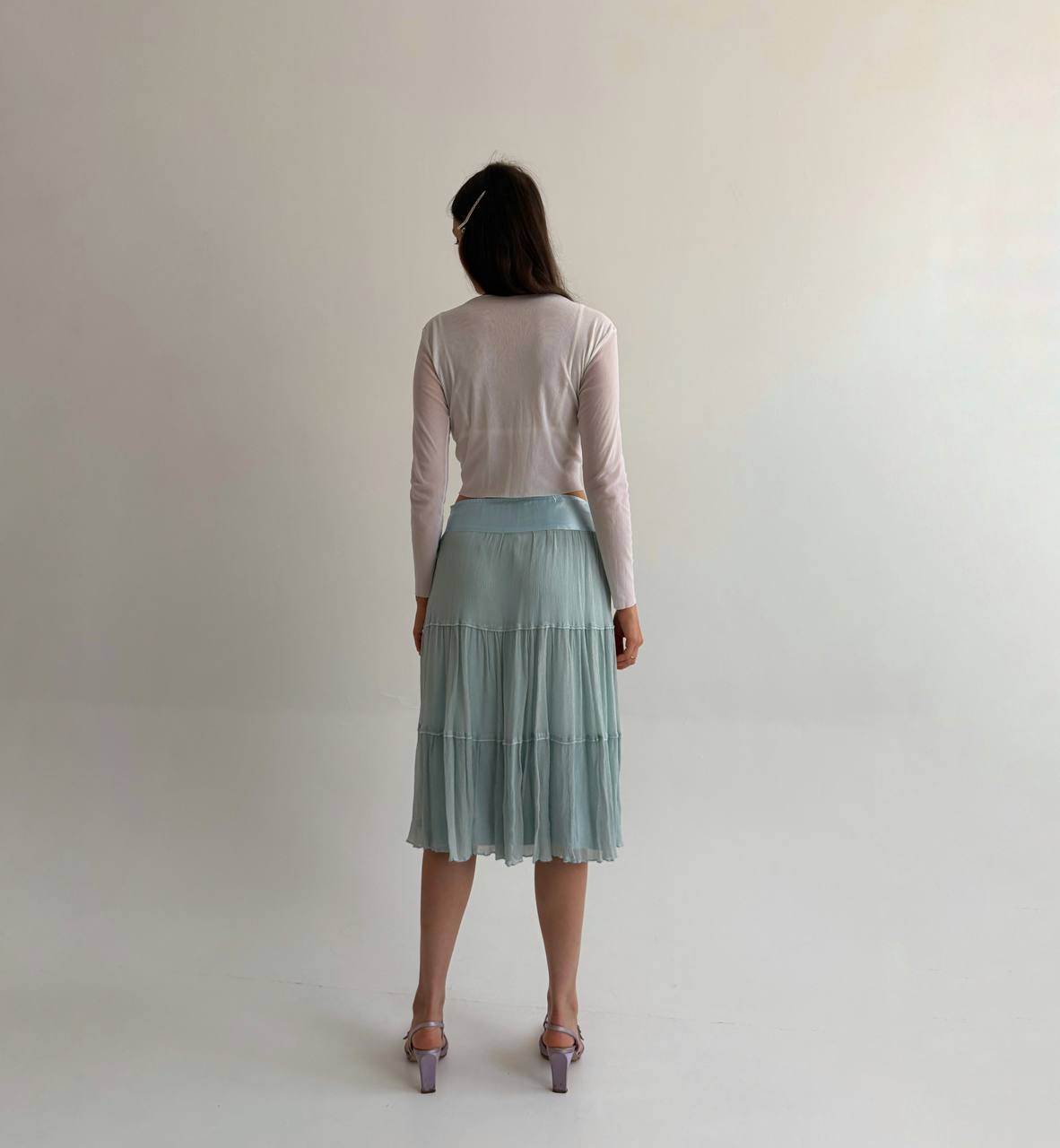 Vintage pure silk blue skirt