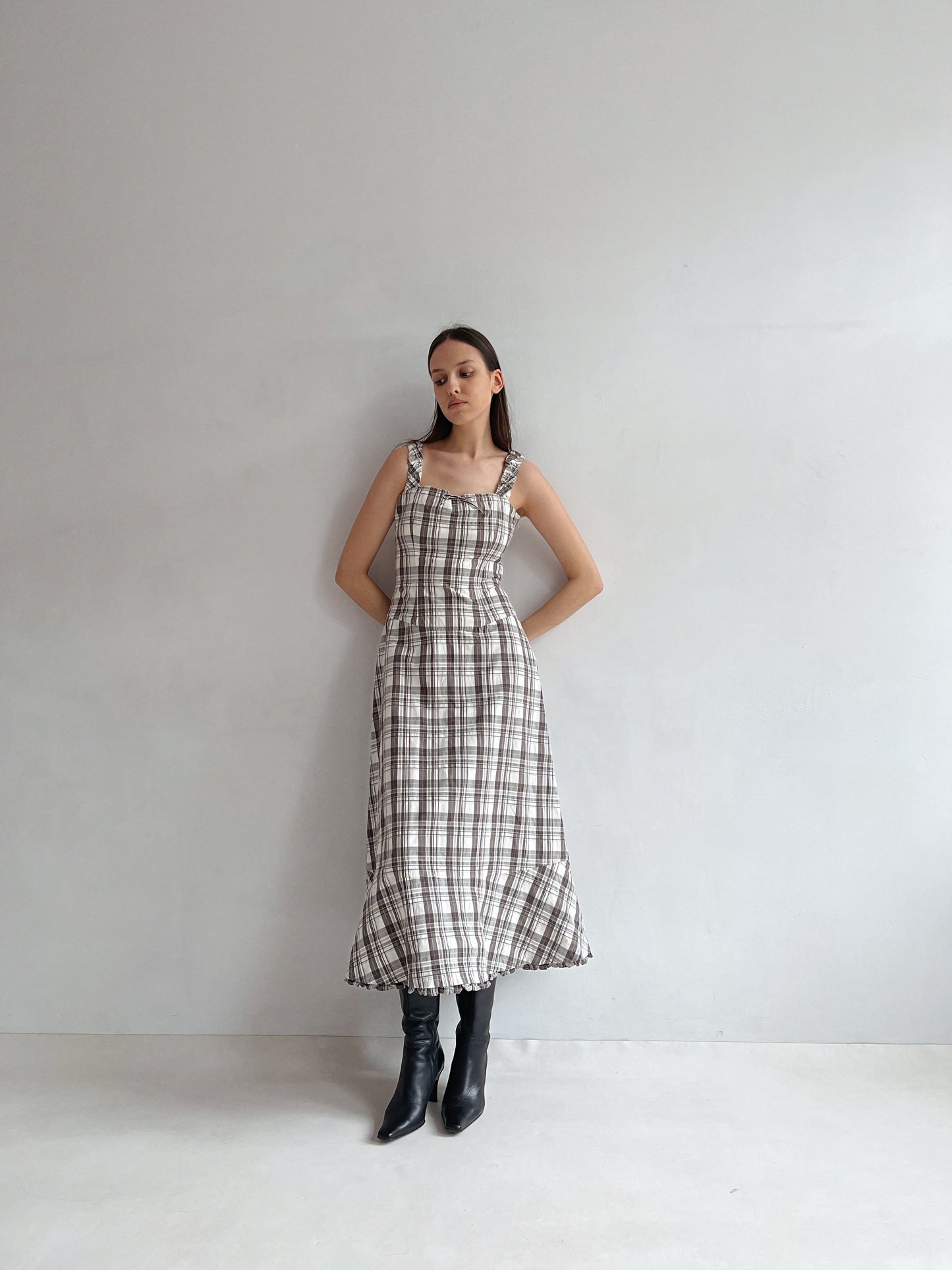 Max Mara cotton maxi checked dress