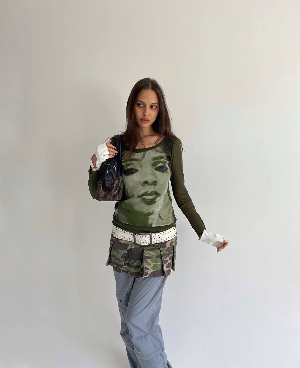 Vintage mesh cotton blend top