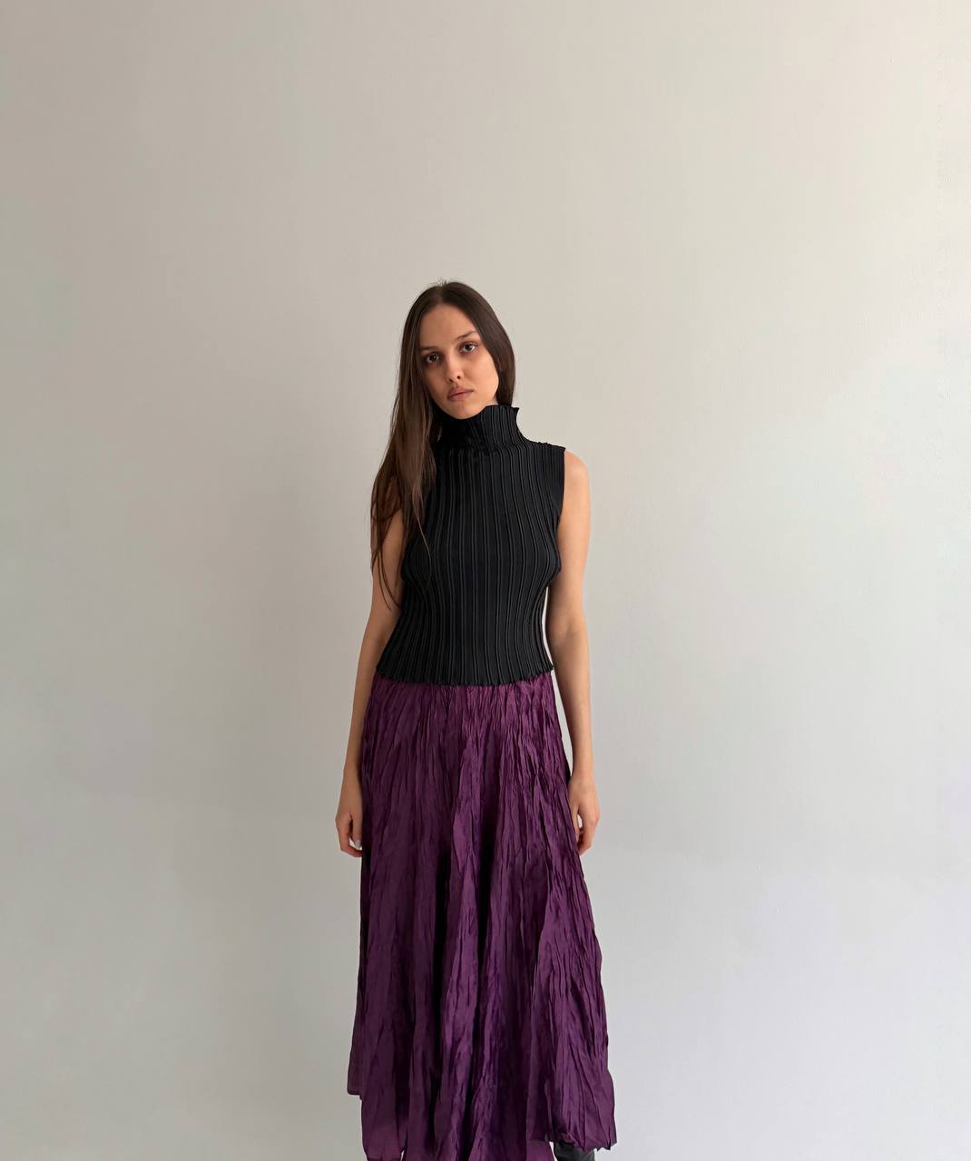 Vintage purple pleated skirt