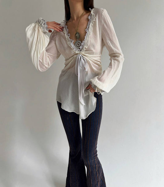 Sportmax pure silk and cotton boho blouse